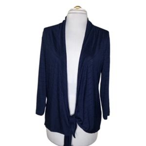 NWOT Chico's Easy Wear Bottom Tie 3/4 Sleeve Heavy Weight Sheer Cardigan Size 2